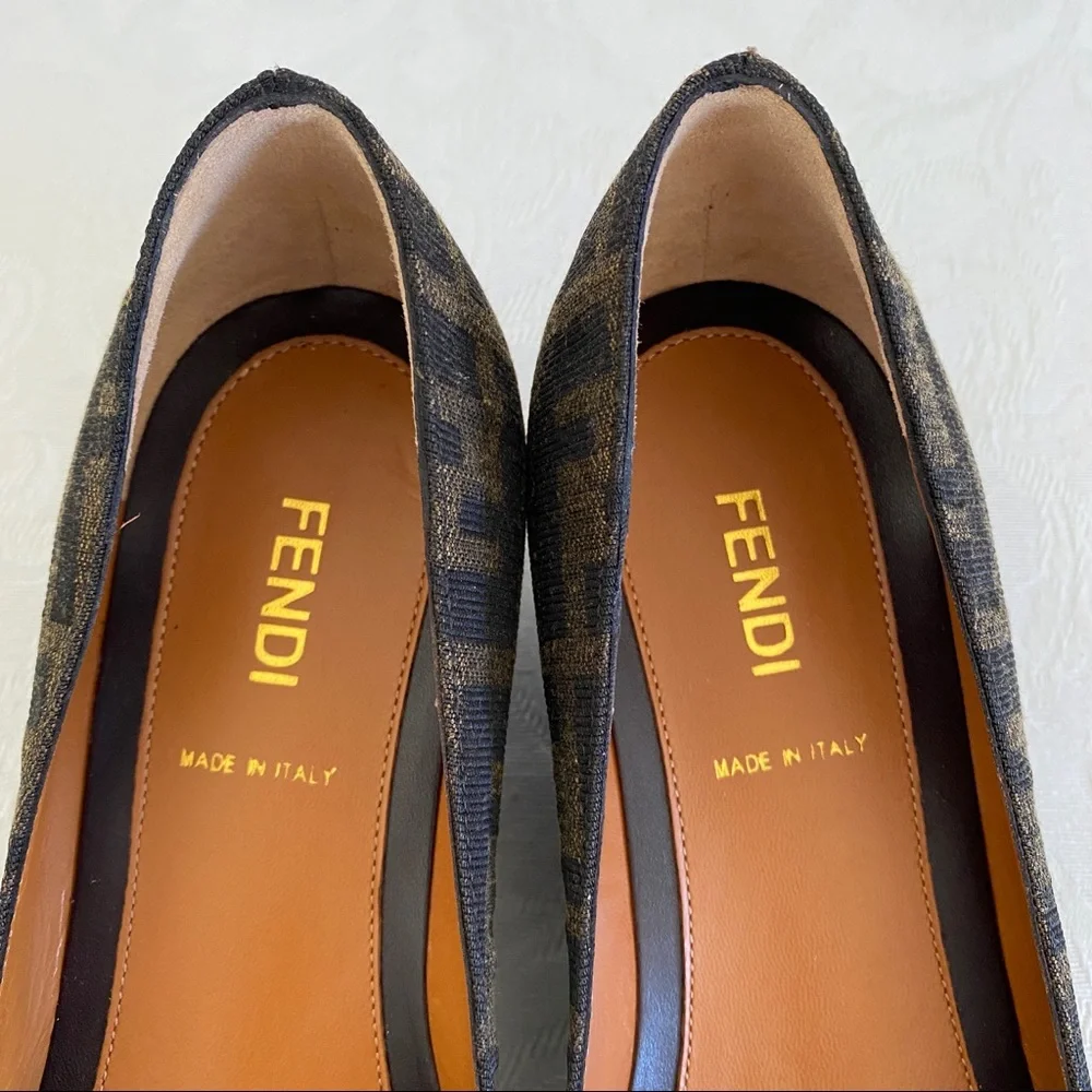 fendi zucca bow wedge